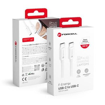FORCELL USB-C–USB-C kabel Forcell F-Energy QC4.0 PD 5A 100 W, 2 m, C339, bel