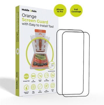 Mobile-origin Orange Screen Guard zaščitno steklo za iPhone 15 Pro, 2 kosa (SGA-F-i15Pro-2pk)