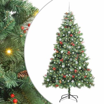 Vidaxl Umestno božično drevo z LED lučmi Zelena 240 cm PVC in kovina