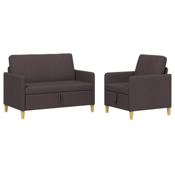 Vidaxl Sofa set z shrambo 2 szt. Temno rjava Poliester