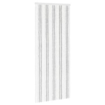 Vidaxl Zaslon proti insektom Chenille Svetlo siva in bela. 90 x 220 cm