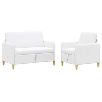 Vidaxl Sofa set z shrambo 2 szt. Bela Poliester