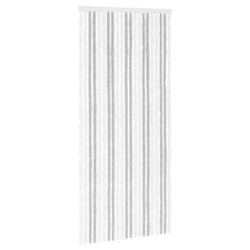 Vidaxl Zaslon proti insektom Chenille Svetlo siva in bela. 90 x 200 cm