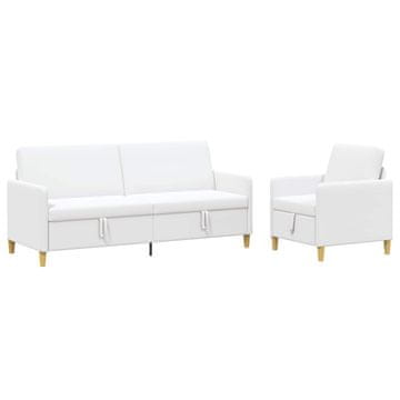 Vidaxl Sofa set z shrambo 2 szt. Bela Poliester