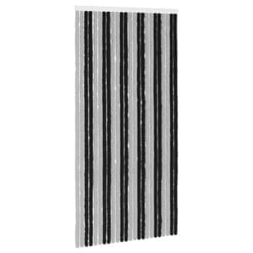 Vidaxl Zaslon proti insektom Chenille Siva in črna 100 x 200 cm