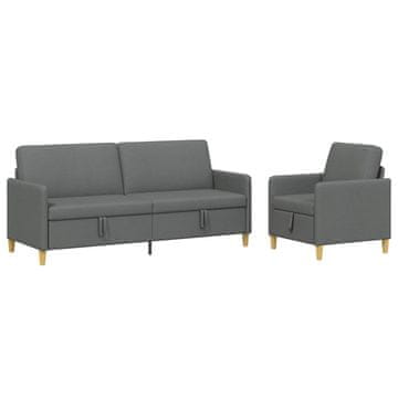Vidaxl Sofa set z shrambo 2 szt. Temno siva Poliester