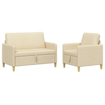 Vidaxl Sofa set z shrambo 2 szt. Krem Poliester