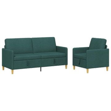 Vidaxl Sofa set z shrambo 2 szt. Temno zelena Poliester