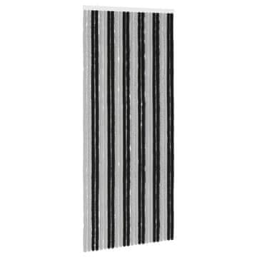 Vidaxl Zaslon proti insektom Chenille Siva in črna 100 x 230 cm