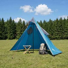 Vidaxl 2-v-1 dežni pončo s kapuco Modra 262 x 126 x 130 cm