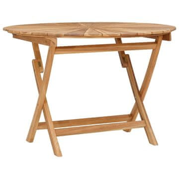 Vidaxl Zložljiva vrtnarska miza Naravna Ø 110 x 75 cm Trden tikov les