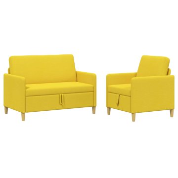 Vidaxl Sofa set z shrambo 2 szt. Svetlo rumena Poliester
