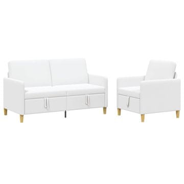 Vidaxl Sofa set z shrambo 2 szt. Bela Poliester