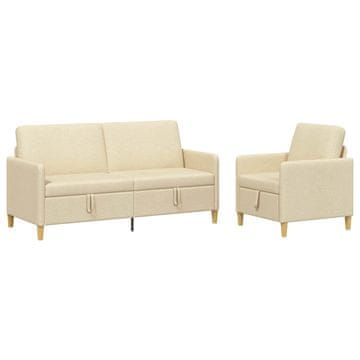 Vidaxl Sofa set z shrambo 2 szt. Krem Poliester