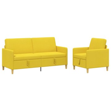Vidaxl Sofa set z shrambo 2 szt. Svetlo rumena Poliester