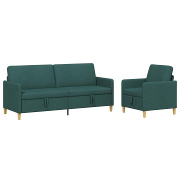 Vidaxl Sofa set z shrambo 2 szt. Temno zelena Poliester