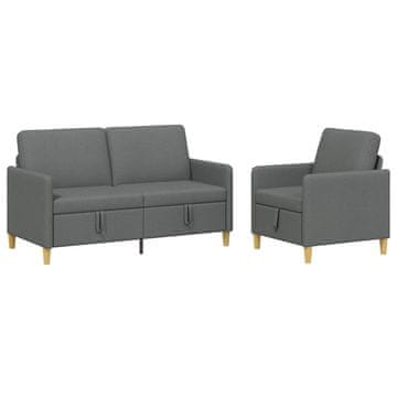 Vidaxl Sofa set z shrambo 2 szt. Temno siva Poliester
