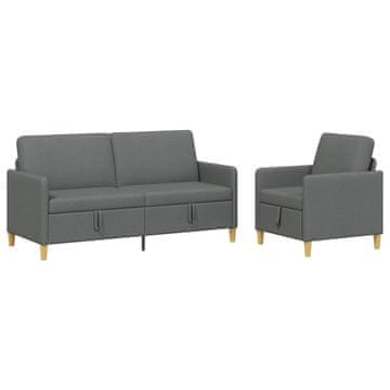 Vidaxl Sofa set z shrambo 2 szt. Temno siva Poliester