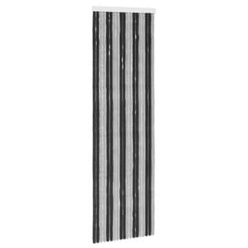Vidaxl Zaslon proti insektom Chenille Siva in črna 56 x 185 cm 100% PP