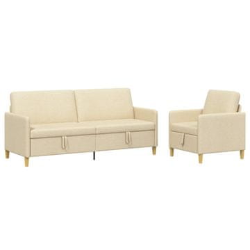 Vidaxl Sofa set z shrambo 2 kos 4-sedežni Krem 192 x 78 x 87 cm