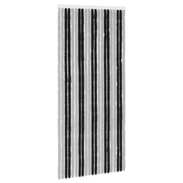 Vidaxl Zaslon proti insektom Chenille Siva in črna 90 x 200 cm 100% PP