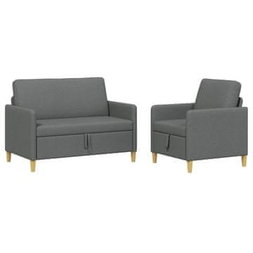 Vidaxl Sofa set z shrambo 2 szt. Temno siva Poliester