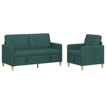 Vidaxl Sofa set z shrambo 2 szt. Temno zelena Poliester
