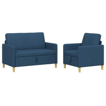 Vidaxl Sofa set z shrambo 2 szt. Modra Poliester