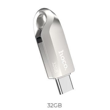 Hoco USB-ključ 32 GB USB 3.0 (USB-A + USB-C) Hoco UD8, nikljev