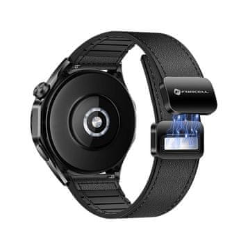 FORCELL Pas za Samsung Galaxy Watch Forcell F-Design FS20, magnetni, iz umetnega usnja, 20 mm, črn