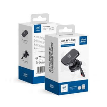 Blue Star Magnetni avtomobilski nosilec za telefon Blue Star Smart Lock Square Magnetic za rešetko, črn