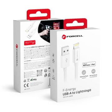 FORCELL USB-A–Lightning kabel Forcell F-Energy MFi 2,4 A, 12 W, 1 m, C703, bel