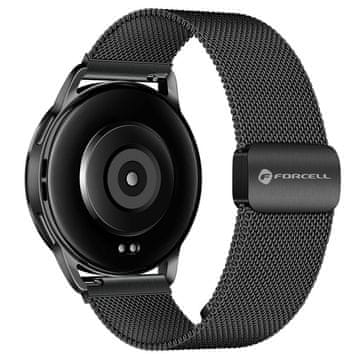 FORCELL Pas za Samsung Galaxy Watch Forcell F-Design FS11, magnetni, iz jekla, 22 mm, črn