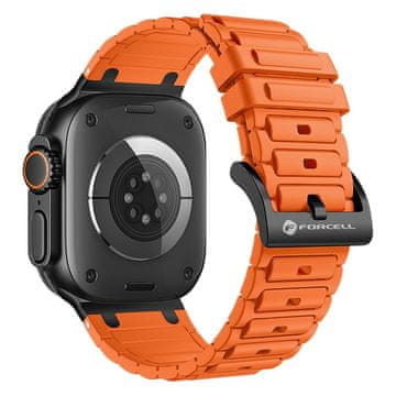 FORCELL Pas za Apple Watch Forcell F-Design FA06 z luknjicami iz silikona, 42 / 44 / 45 / 49 mm, oranžen