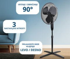 Platinet PSF1616 ventilator, 16" (41cm), 40 W, samostoječ, črn