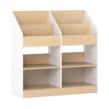 Northix Bela otroška lesena knjižna polica s 4 kockami 80x29.5x80 cm iz MDF