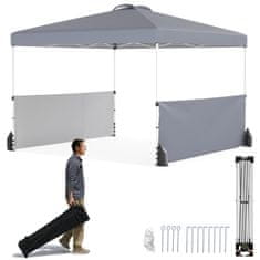 Northix Pop-Up Gazebo 3x3m z 2 stranskima stenama, vreča, siva