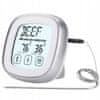 Osvetljen LCD touch kuhinjski termometer -20 do +300°C sonda srebrn