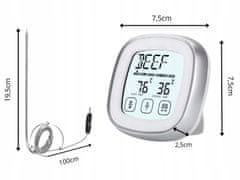 Verkgroup Osvetljen LCD touch kuhinjski termometer -20 do +300°C sonda srebrn