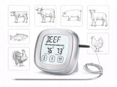 Verkgroup Osvetljen LCD touch kuhinjski termometer -20 do +300°C sonda srebrn