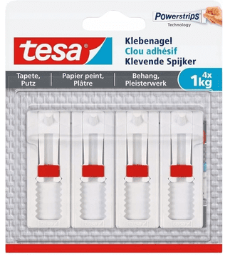 shumee TESA Samolepilni žebljički za lepilo za omet in tapete, beli, 1 kg x 4