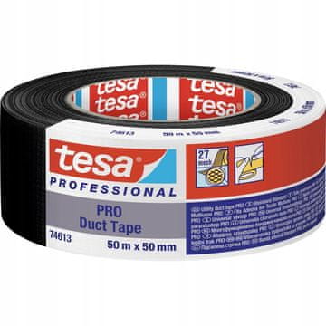 Tesa Tesa lepilni trak Vodoodporen lepilni trak za popravilo tkanin 50 m x 50 mm črne barve