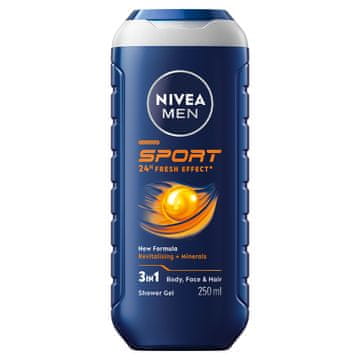 shumee NIVEA MEN Sport 3v1 moški gel za prhanje za telo, obraz in lase 250 ml