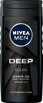 shumee NIVEA MEN DEEP CLEANO moški gel za prhanje 3v1 - tekočina za pranje perila 250 ml