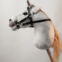shumee KONJ NA PALČKI KONJSKA GLAVA BELO-SIVA + GLAVNIK [M-HOBBYHORSE10]