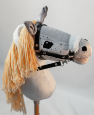 shumee KONJ NA PALČKI KONJSKA GLAVA BELO-SIVA + GLAVNIK [M-HOBBYHORSE10]