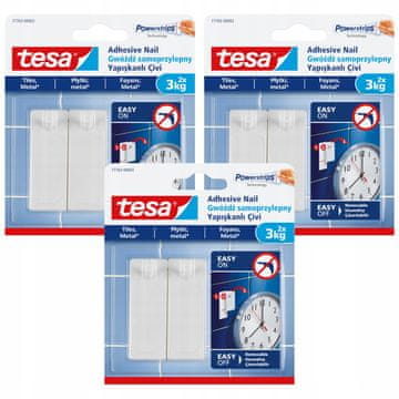 shumee TESA samolepilni stenski kaveljčki do 3 kg za kovinske ploščice, 2 kosa x 3