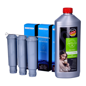 shumee Set za kavne aparate Krups, Siemens, AEG, Bosch, Gaggenau, Melitta, Nivona, Cacoon, Neff: filter Spitze Gewinde x3, sredstvo za odstranjevanje vodnega kamna Seltino 1 l, ščetka Seltino