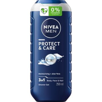 shumee NIVEA MEN Protect & Care 3v1 moški gel za prhanje za obraz, telo in lase 250 ml