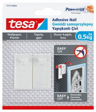 shumee TESA samolepilni žeblji za obešanje, nastavljivi do 0,5 kg, za tapete, 2 kosa